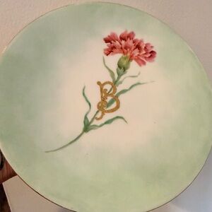 GORGEOUS!!  Limoges J.P. France Handpainted Floral/Flower Gold 'B' Plate 7'.5"